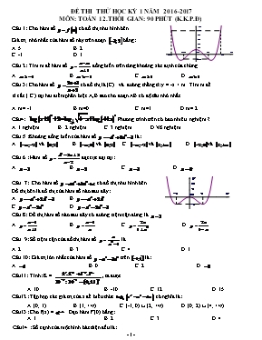 Đề thi thử học kỳ 1 môn Toán 12